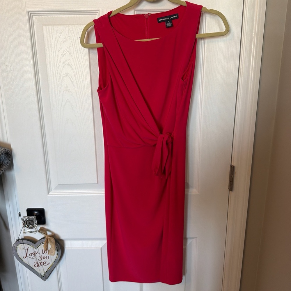 American Living Bright Redish pink Sleeveless Knot-Front Midi Dress